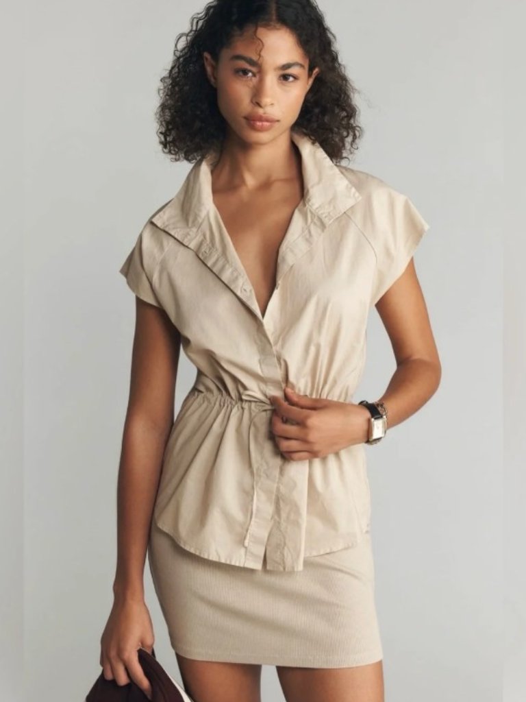 Sundry Sporty Twofer Mini Dress Xs Beige (Nwt)